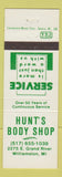 Matchbook Cover - Hunt's Body Shop Williamston MI