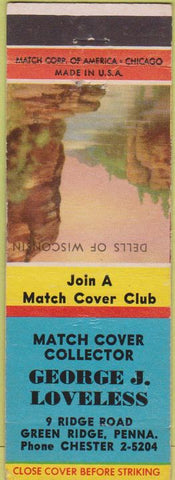 Matchbook Cover - George Loveless Match Collector Green Ridge PA