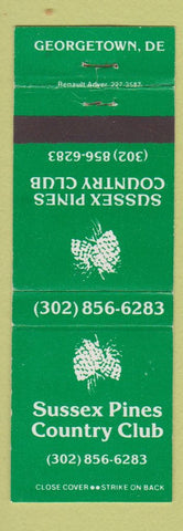 Matchbook Cover - Sussex Pines Country Club Georgetown DE