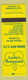 Matchbook Cover - Lucky's Restaurant Irish Hills MI