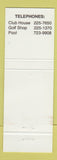 Matchbook Cover - Ridgemont Country Club Rochester NY