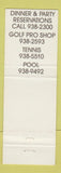 Matchbook Cover - Westwood Country Club Vienna VA