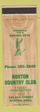 Matchbook Cover - Norton Country Club Norton MA
