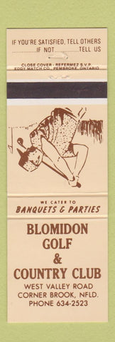 Matchbook Cover - Blomidon Golf Country Club Corner Brook NF