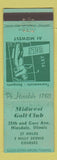 Matchbook Cover - Midwest Golf Club Hinsdale IL WORN