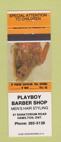 Matchbook Cover - Playboy Barber Shop Hamilton ON pinup