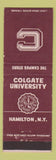 Matchbook Cover - Colgate University Hamilton NY