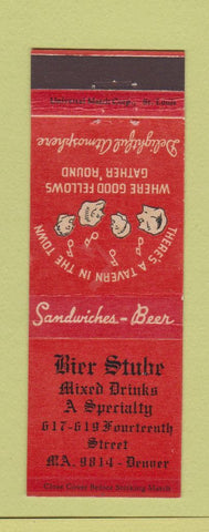 Matchbook Cover - Bier Stube Mixed Drinks Denver Colorado