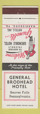 Matchbook Cover - General Grodhead Hotel Beaver Falls PA