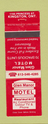 Matchbook Cover - Glen Manor Motel Kingston ON WEAR