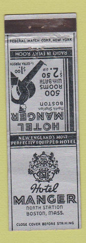 Matchbook Cover - Hotel Manger Boston MA Federal