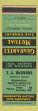 Matchbook Cover - FA McDonna Insurance Bismarck ND