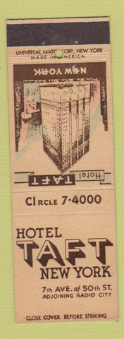 Matchbook Cover - Hotel Taft New York City