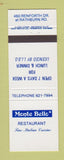 Matchbook Cover - Monte Bello Restaurant Italian Etobicoke ON