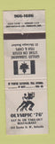 Matchbook Cover - Olympic 76 Restaurant Belleville ON GRAY