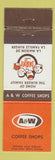 Matchbook Cover - A&W Coffee Shops QC