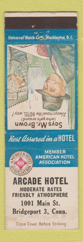 Matchbook Cover - Arcade Hotel Bridgeport CT WEAR