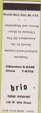 Matchbook Cover - Brio Italian Restaurant New York City