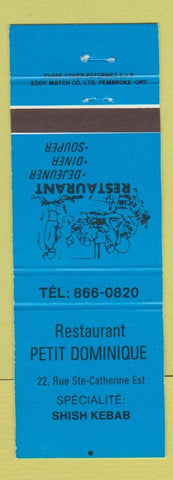 Matchbook Cover - Restaurant Petit Dominique QC