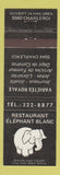 Matchbook Cover - Restaurant Elephant Blanc QC