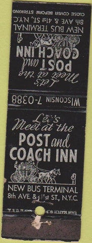 Matchbook Cover - Post and Coach Inn New York City