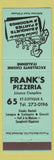 Matchbook Cover - Frank's Pizza QC