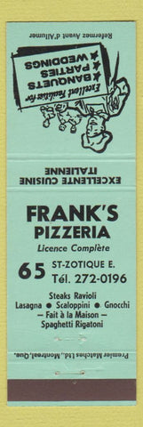 Matchbook Cover - Frank's Pizza QC