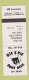 Matchbook Cover - Nic & Pic Root Beer St Jean QC