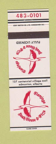Matchbook Cover - Flamingo Steak House Pizza Edmonton AB