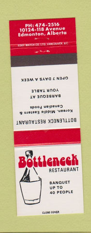 Matchbook Cover - Bottleneck Restaurant Edmonton AB