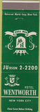 Matchbook Cover - Hotel Wentworth New York City