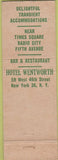 Matchbook Cover - Hotel Wentworth New York City