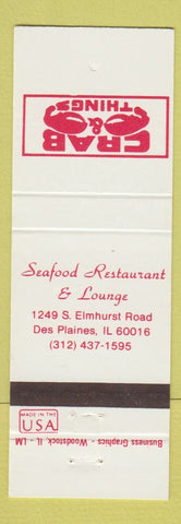 Matchbook Cover - Crab & Things Des Plaines IL