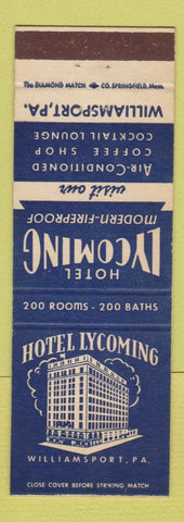 Matchbook Cover - Hotel Lycoming Williamsport PA