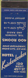 Matchbook Cover - Hotel Knickerbocker New York City Federal