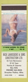 Matchbook Cover - Nick Labossiere Construction Drayton Valley AB pinup