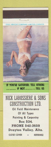 Matchbook Cover - Nick Labossiere Construction Drayton Valley AB pinup