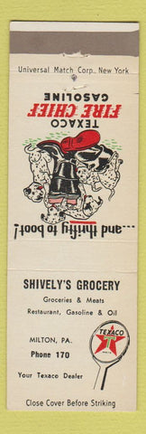 Matchbook Cover - Texaco oil gas Shively's Grocery Milton PA