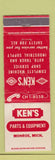 Matchbook Cover - Ken's Auto Parts Equipment Monroe MI