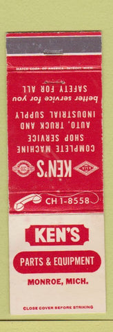 Matchbook Cover - Ken's Auto Parts Equipment Monroe MI