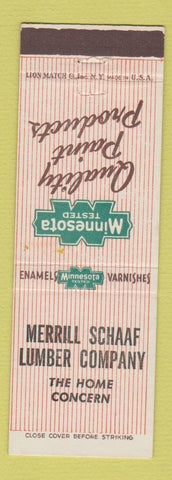 Matchbook Cover - Merrill Schaaf Lumber Minnesota Paints