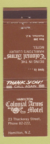 Matchbook Cover - Hamilton Colonial Arms Motel Hamilton New Zealand