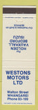 Matchbook Cover - Weston Holden Vauxhall Bedford Isuzu Whangarei New Zealand