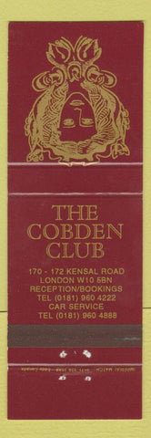Matchbook Cover - The Cobden Club London UK England