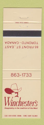 Matchbook Cover - Winchester's Toronto ON