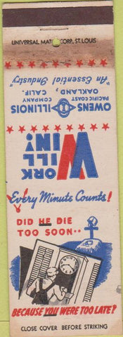 Matchbook Cover - Owens Illinois Oakland CA WWII WORN
