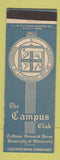 Matchbook Cover - Campus Club University of Minnesota Minneapolis MN