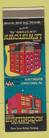 Matchbook Cover - Hotel Huntingdon PA Lewistown
