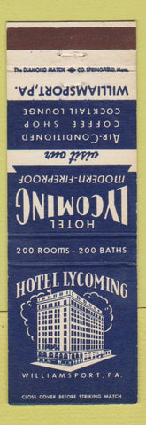 Matchbook Cover - Hotel Lycoming Williamsport PA
