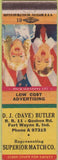 Matchbook Cover - DJ Butler Superior Match Fort Wayne IN